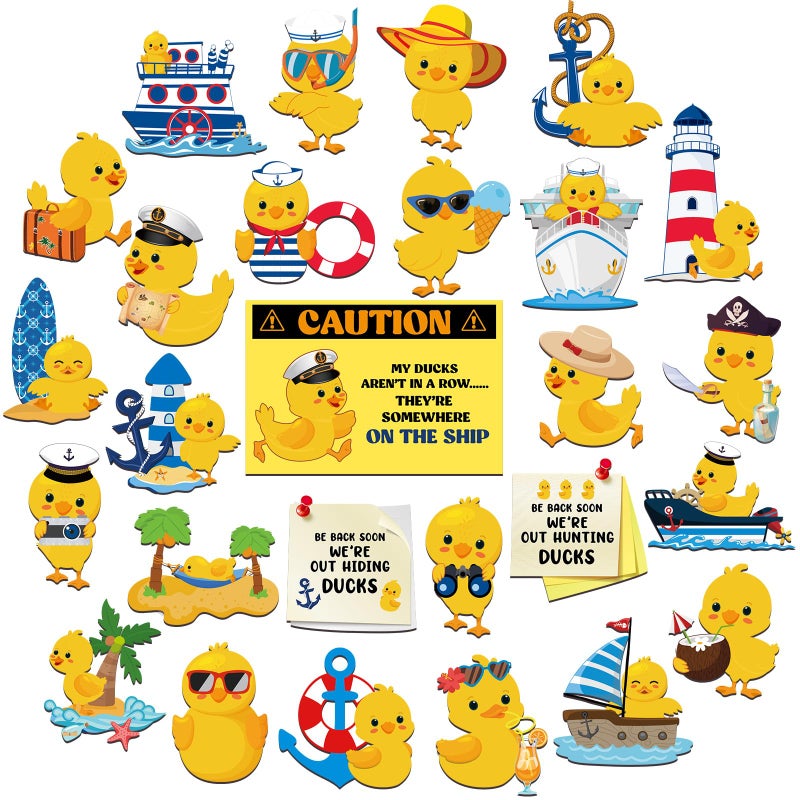 Watersay 27 Pcs Duck Cruise Door Magnet Decorations Ducky Magnetic Stickers Decals Reusable Funny Carnival Cruise Ship Cabin Magnet for Door Decor Car Fridge RefrigeratorClassic