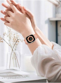 CATANES Apple Watch Ultra Band 49mm Stainless Steel Band Metal Strap Compatible with Apple Watch Series 49mm/45mm/44mm/42mm Rose Gold  - Image 3
