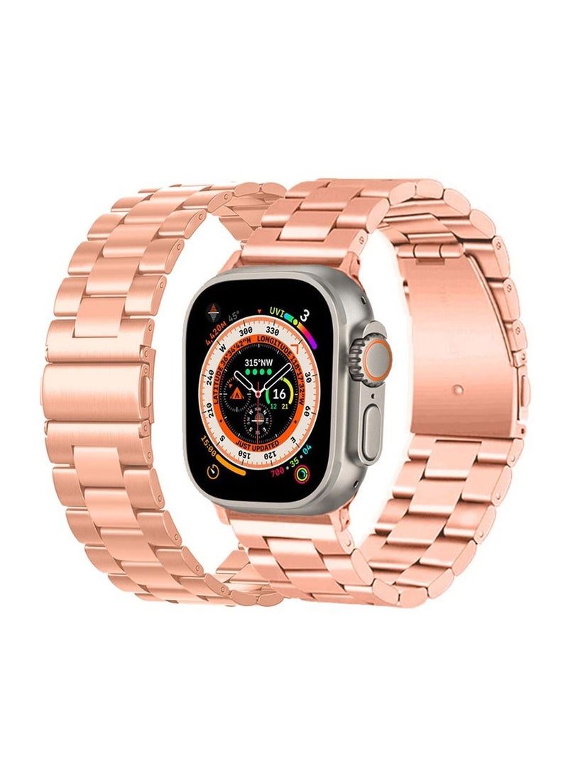 CATANES - Apple Watch Ultra Band 49mm Stainless Steel Band Metal Strap Compatible with Apple Watch Series 49mm/45mm/44mm/42mm Rose Gold - Image 1