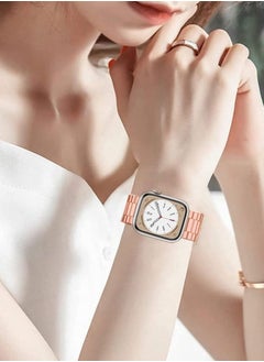 CATANES Apple Watch Ultra Band 49mm Stainless Steel Band Metal Strap Compatible with Apple Watch Series 49mm/45mm/44mm/42mm Rose Gold  - Image 4