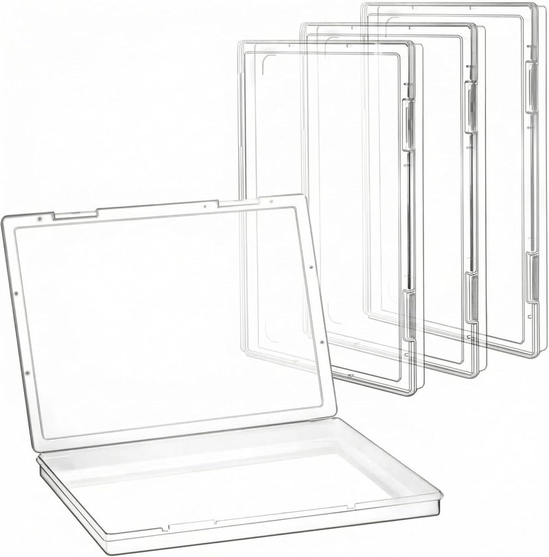 QWORK® A4 Size Portable File Box, Durable Clear Plastic, 4 Pack, Ideal for Documents, Magazines, Scrapbooks, Photos - Image 1