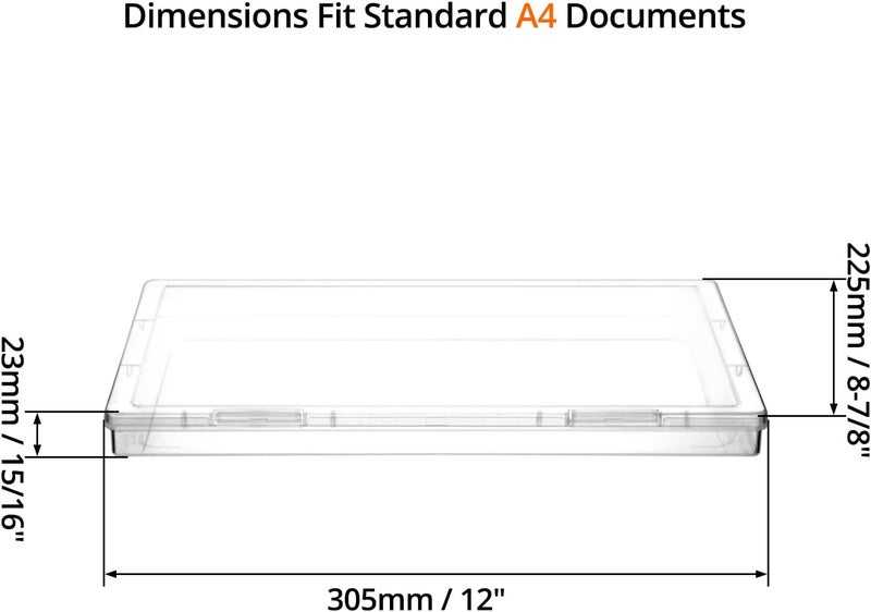 QWORK® A4 Size Portable File Box, Durable Clear Plastic, 4 Pack, Ideal for Documents, Magazines, Scrapbooks, Photos - Image 2