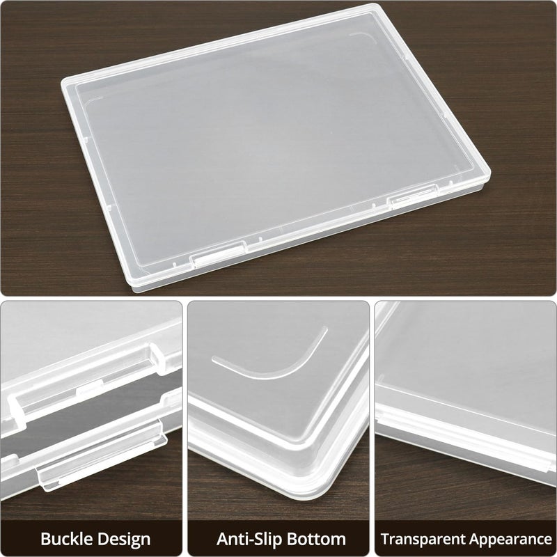 QWORK® A4 Size Portable File Box, Durable Clear Plastic, 4 Pack, Ideal for Documents, Magazines, Scrapbooks, Photos - Image 5