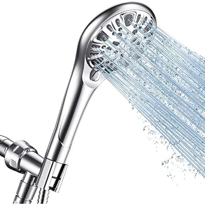 Bathroom Shower Set High Pressure Adjustable Handheld Shower Head 9 Spray Modes Easy to Install with Stainless Steel Hose  Offset Arm Hand Spray Tub Spout Wall Mount Polish Chrome