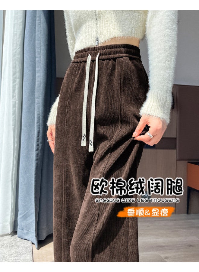Hstyle Slim Wide-leg Pants For Women 2025 - High-waisted Fashionable Straight-leg Trousers With Elegant Drape, Versatile And Slimming For Spring/autumn Casual Wear - Image 1