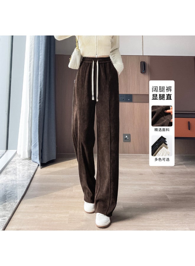 Hstyle Slim Wide-leg Pants For Women 2025 - High-waisted Fashionable Straight-leg Trousers With Elegant Drape, Versatile And Slimming For Spring/autumn Casual Wear - Image 5