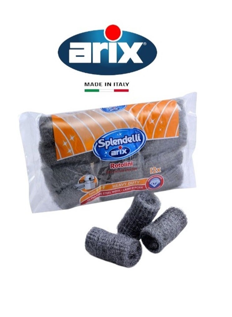 arix Arix Splendelli Ultrafine Steel Wool Rolls - 12 PCS: Your Ultimate Cleaning Solution 