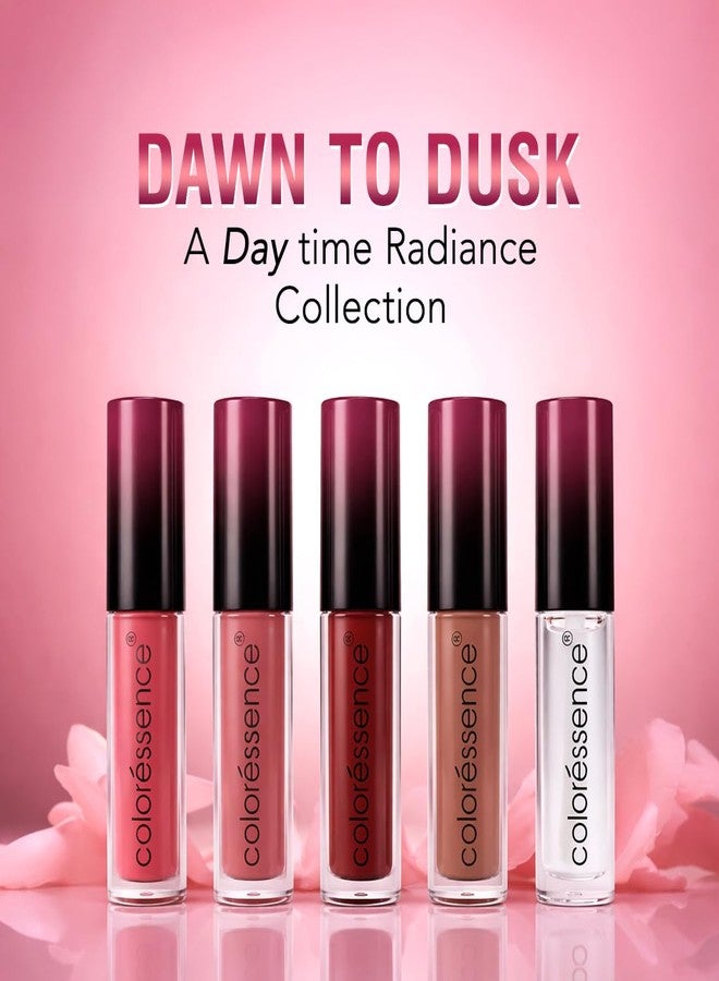 Coloressence Dawn to Dusk Liquid Transferproof Lipstick Kit, Pack of 4 Shades with FREE Lip Plumping Gloss | Long Lasting | Highly Pigmented | Waterproof - Image 1