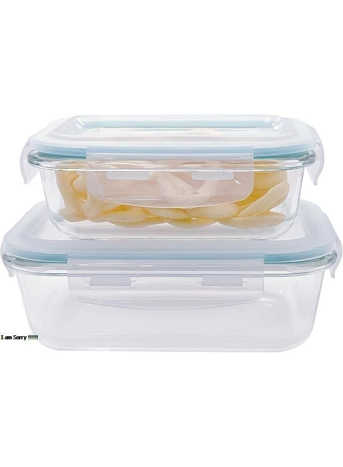 Green Tiger 2-Piece Borosilicate Glass Food Storage Containers with Lids - Airtight, Leakproof, Stackable - Ideal for Food Prep, Meal Planning, Leftovers, Kitchen Organization – and lunch box 400ml & 650ml - Image 1