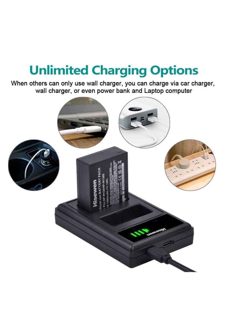 Y&D - NP-W126 Battery Charger, LED Dual Charger for Fuji XT30, X100V, XS10, XT3, XA7, XE4, XPRO3, XT2, XT20, X100F, XA3, XA5, XPRO2 - Image 1