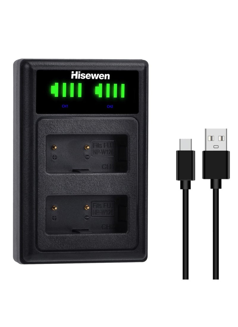 Y&D NP-W126 Battery Charger, LED Dual Charger for Fuji XT30, X100V, XS10, XT3, XA7, XE4, XPRO3, XT2, XT20, X100F, XA3, XA5, XPRO2  - Image 1