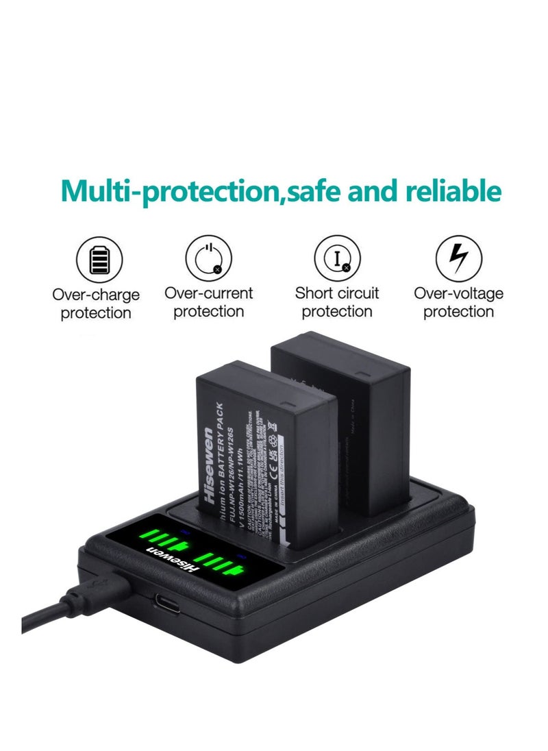 Y&D - NP-W126 Battery Charger, LED Dual Charger for Fuji XT30, X100V, XS10, XT3, XA7, XE4, XPRO3, XT2, XT20, X100F, XA3, XA5, XPRO2 - Image 1
