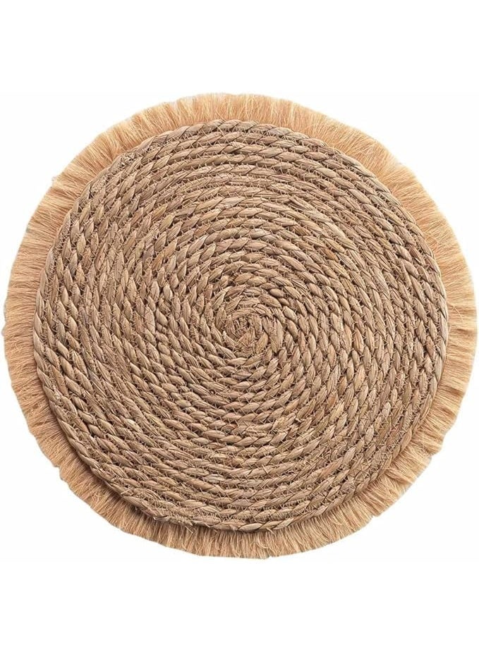 Round Natural Wicker Coaster with Tassels, Coaster and Plates for Kitchen and Dining Room - Image 2