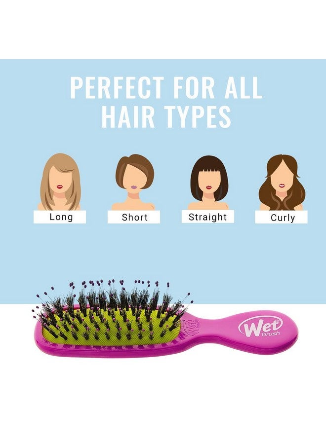 Wet Brush Mini Shine Enhancer Brush, Purple - Exclusive Ultra-soft IntelliFlex Bristles With Natural Boar Bristles for Shiny, Smooth Hair - For All Hair Types, Women and Men - Image 4