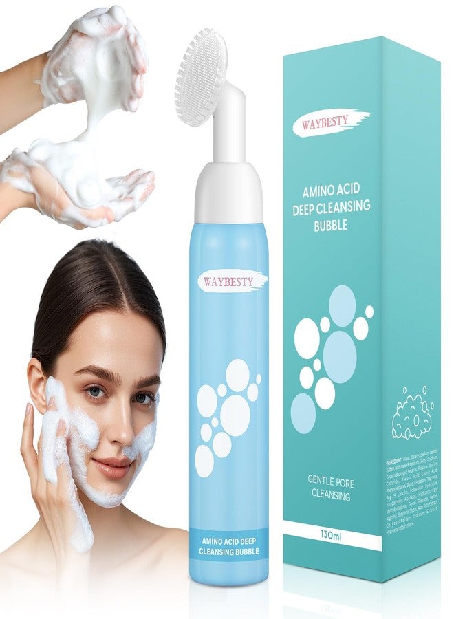 Waybesty Face Wash for Women, Foaming Facial Cleanser, Turmeric Face Wash, Face Cleanser with Brush, Gentle Facial Wash for All Skin, Non-Irritating Pore Facial Cleanser for Women, Oil Control, 130ml - Image 1