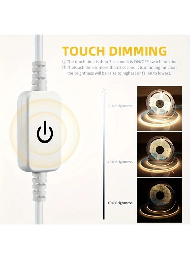شريط ضوء LED COB أبيض دافئ 3000K مع USB بطول 1 متر، سطوع قابل للتعديل، مناسب لخزانة التلفزيون المنزلية. - Image 5