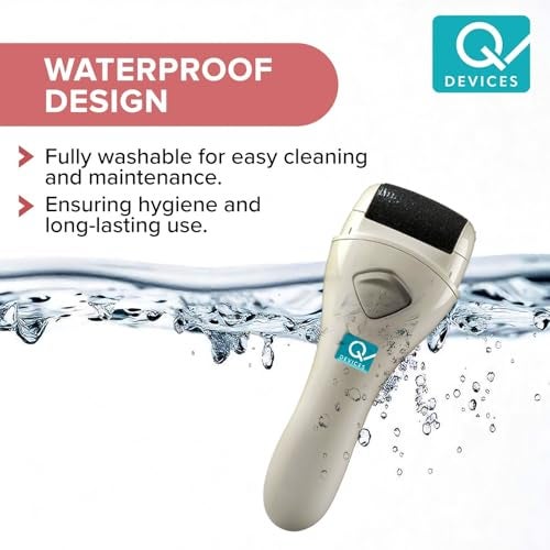 Q DEVICES Electric Foot Callus Remover – Rechargeable Pedicure Tool with 2 Grinding Heads, Waterproof & Travel-Friendly Design for Smooth, Soft Feet - Image 3