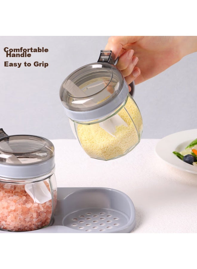 Extreme Space Jidu Kongjian Seasoning Container Set For Home Use： 1 Oil Bottle + 3 Blue-gray Seasoning Jars + Base - Image 5