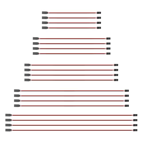 Abvsdu Servo Extension Cable 20 PCS 3Pin Servo Extension CableWire Cord Female to Male Rc Servo Extension Cord Wire Connectors for Servo Extension Connection Control Board Remote Control Parts5 Sizes - Image 1