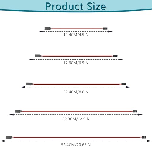 Abvsdu Servo Extension Cable 20 PCS 3Pin Servo Extension CableWire Cord Female to Male Rc Servo Extension Cord Wire Connectors for Servo Extension Connection Control Board Remote Control Parts5 Sizes - Image 5