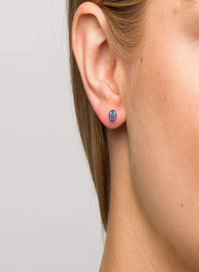 BelezaDosas 1 Pair Implant Grade Titanium Stud Earrings Set Hypoallergenic 3mm 4mm 5mm 6mm Cubic Zirconia G23 Titanium Earring Studs for Women Men for Sensitive Ear (5mm bezel black VM) - Image 4