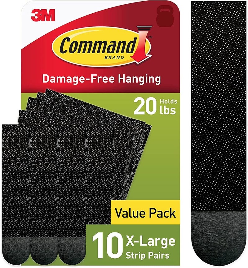 Command Command 20 Lb XL Heavyweight Picture Hanging Strips, Damage Free Hanging Picture Hangers, Heavy Duty Wall Hanging Strips for Living Spaces, 10 Black Adhesive Strip Pairs, PH217BLK-10NA - Image 1