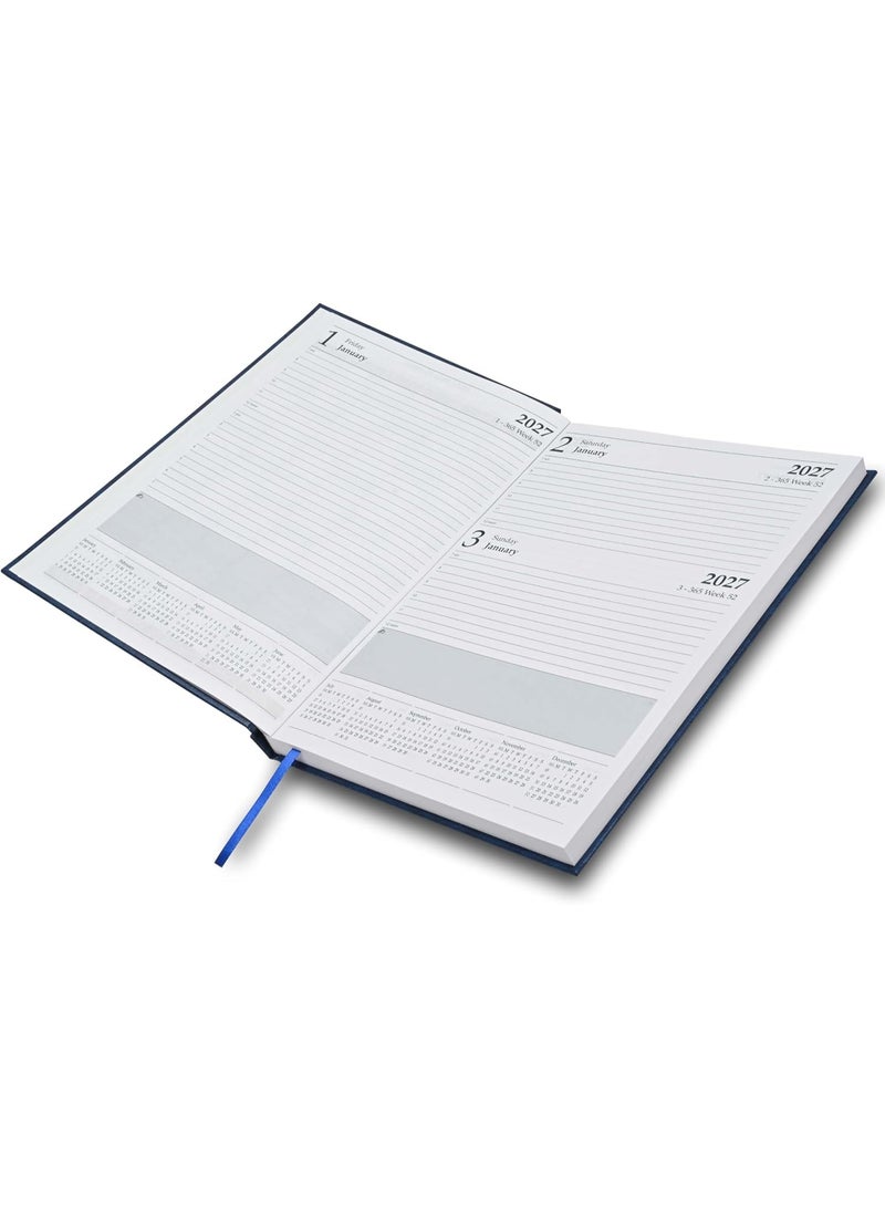 FIS 2027 Diary, A4 Size Agenda (210x297mm), Hard Cover Vinyl Materials, Saturday & Sunday Combined, English, 60gsm White Paper, Blue Cover - FSDI47E27BL - Image 5