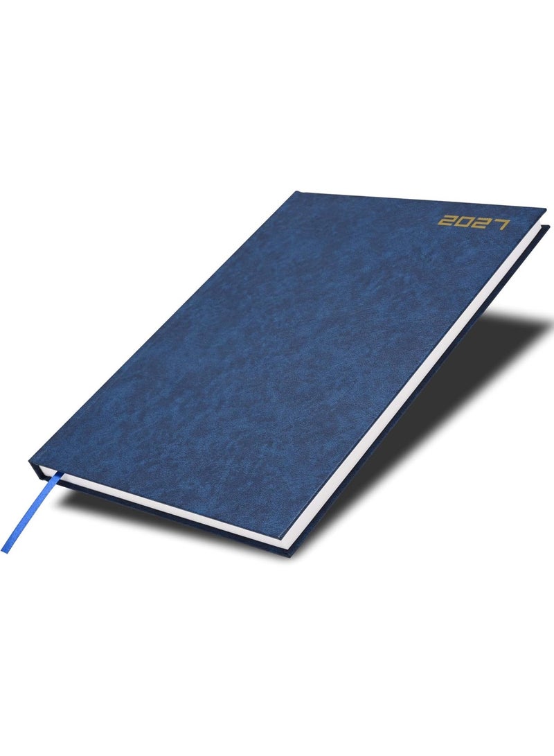 FIS 2027 Diary, A4 Size Agenda (210x297mm), Hard Cover Vinyl Materials, Saturday & Sunday Combined, English, 60gsm White Paper, Blue Cover - FSDI47E27BL - Image 1