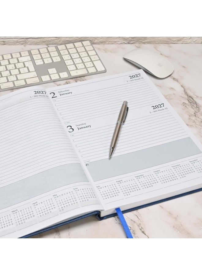 FIS 2027 Diary, A4 Size Agenda (210x297mm), Hard Cover Vinyl Materials, Saturday & Sunday Combined, English, 60gsm White Paper, Blue Cover - FSDI47E27BL - Image 2