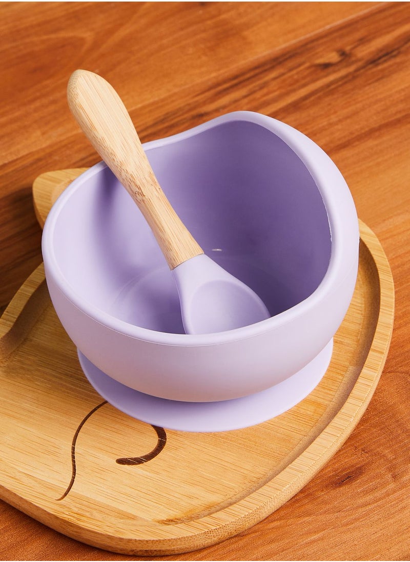 ايش - طقم أدوات مائدة من السيليكون (ملعقة  + صحن) - Image 1