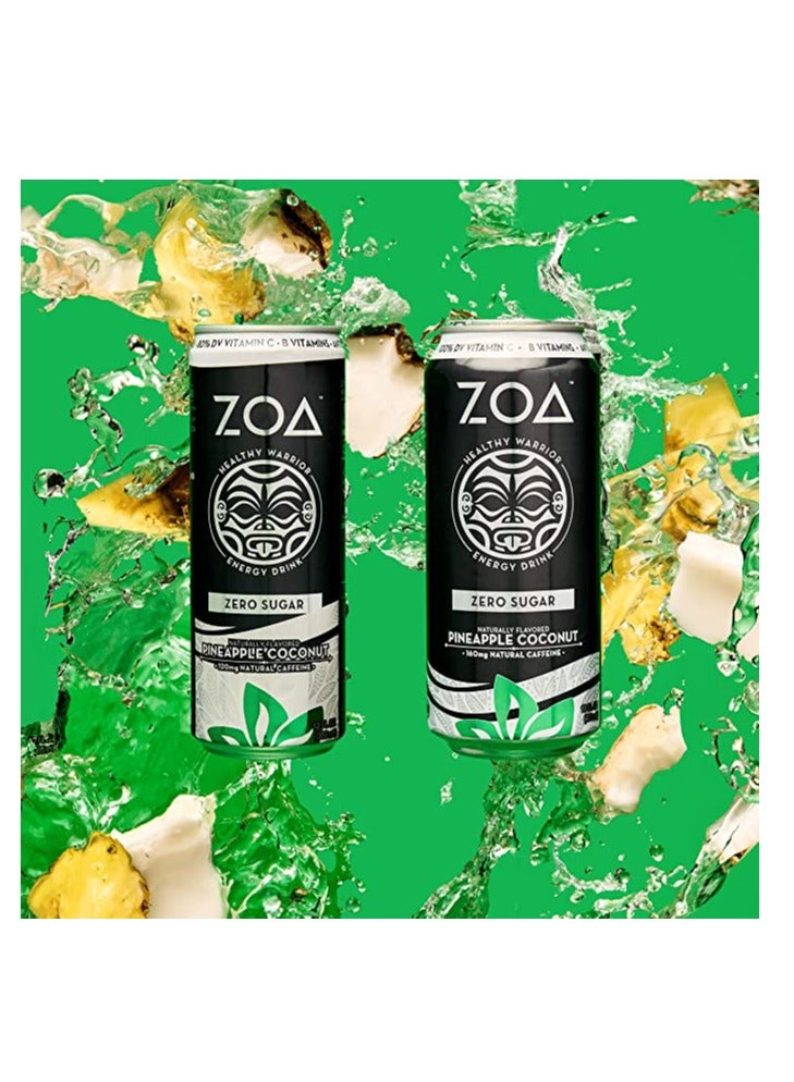 ZOA Energy Drink, Pineapple Coconut 16 Fl Oz Zero Sugar Vitamins Electrolytes- Gluten Free & Keto Friendly Pack of 1 - Image 2