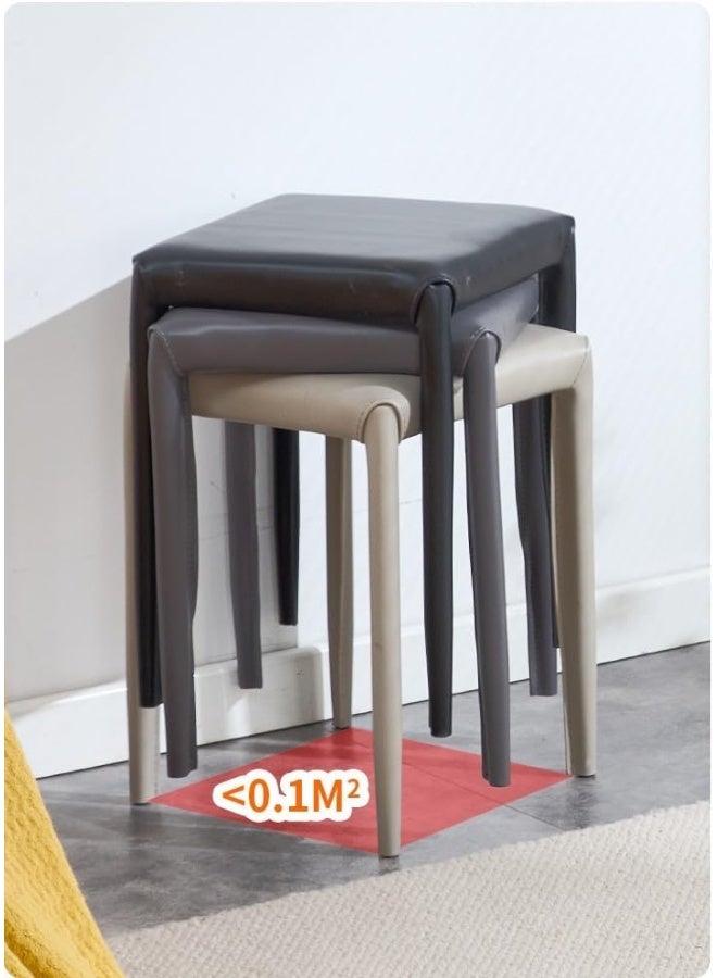 SKY-TOUCH كراسي قابلة للتكديس SKY-TOUCH : كرسي طعام مربع مع مقعد إسفنجي كراسي بار ناعمة بإطار معدني تغطية جلد PU للو المنزل المكتب الفصول الدراسية - Image 5