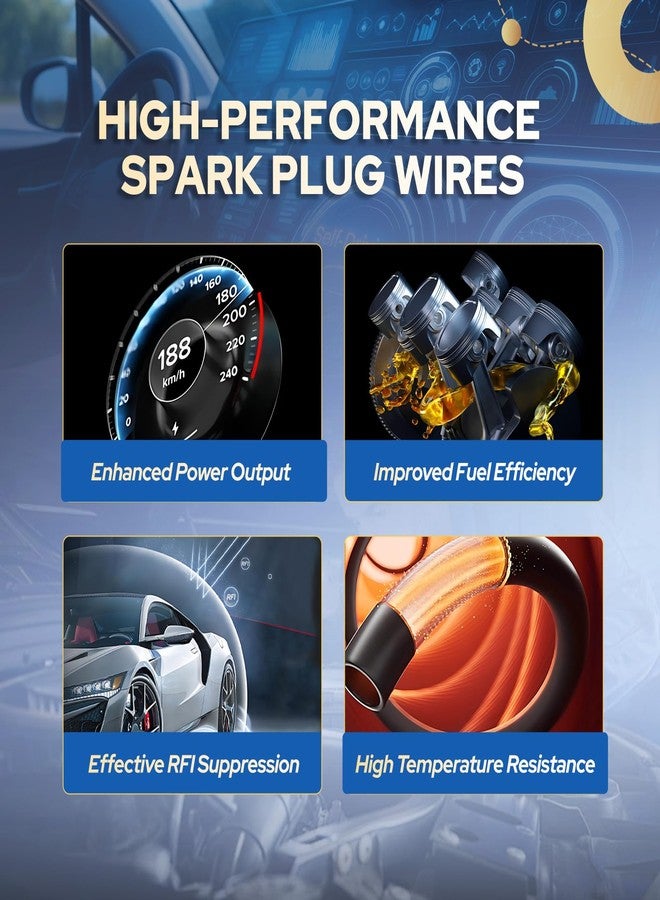 ENA Red Spark Plug Wire Set Compatible with Mercedes-Benz AMG G55 E55 S55 SL55 CL55 SLK55 G500 ML500 CL500 CLK500 E500 S430 S500 SL500 CLK430 E430 V8 V12 4.3L 5.0L 5.4L 5.5L Replacement for 55768 - Image 5