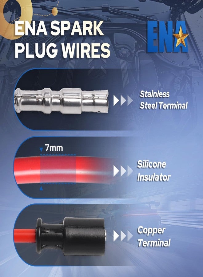 ENA Red Spark Plug Wire Set Compatible with Mercedes-Benz AMG G55 E55 S55 SL55 CL55 SLK55 G500 ML500 CL500 CLK500 E500 S430 S500 SL500 CLK430 E430 V8 V12 4.3L 5.0L 5.4L 5.5L Replacement for 55768 - Image 2