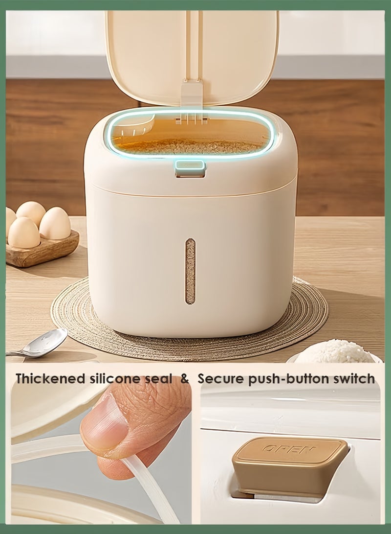 دلو أرز محمول منزلي موزع الأرز، حاوية أرز محكمة الغلق، حاوية تخزين الدقيق، موزع الحبوب، حاوية تخزين الأرز المنزلية، حاوية تخزين طعام الحيوانات الأليفة - Image 3