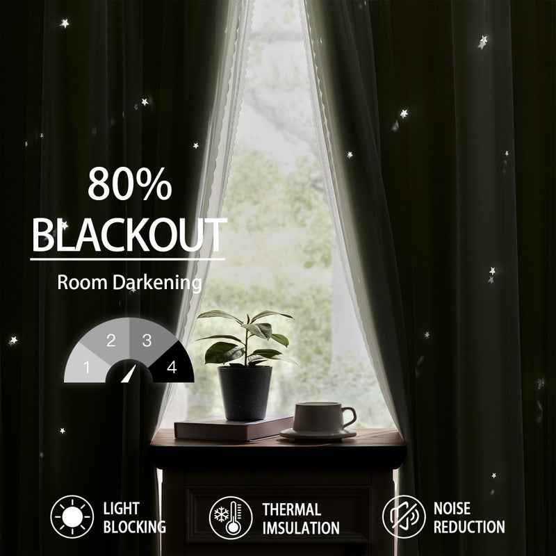 XiDi Sage Green Blackout Curtains for Girls Bedroom Living Room 63 Inch Length 2 Panels Thermal Insulated Room Darkening Grommet Window Drapes for Nursery Kids Boys Light Green W34 x L63 - Image 2
