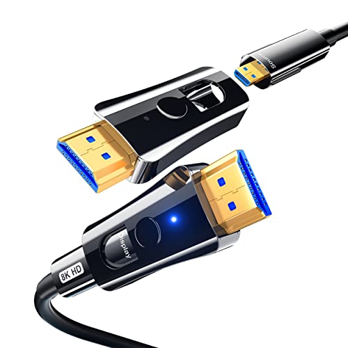 DGHUMEN 30Ft HDMI Cable Fiber Optic 8K 48Gbps, in Wall HDMI 2.1 Cord with Detachable Micro Connector, Supports 8K@60Hz 4K@120Hz Compatible with Projector, TV, PC, Monitor - Image 1
