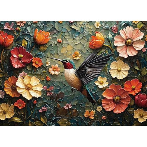 LAMPLIG 1000 Piece Puzzles for AdultsVintage Flower Jigsaw PuzzleRetro Bird Puzzles 1000 PiecesCreative Games and Gifts Difficult Oil Painting Puzzle Home Decor Toy for Adults 275x196 11 Poster - Image 1