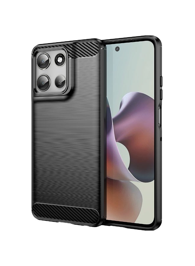 Case For Motorola Moto G56 5G   , - Protection Brushed Carbon Fiber Cover Shockproof - Anti-Scratch Case Slip-Resistant - Black - Image 1