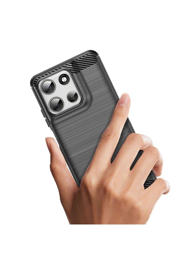 Case For Motorola Moto G56 5G   , - Protection Brushed Carbon Fiber Cover Shockproof - Anti-Scratch Case Slip-Resistant - Black - Image 2