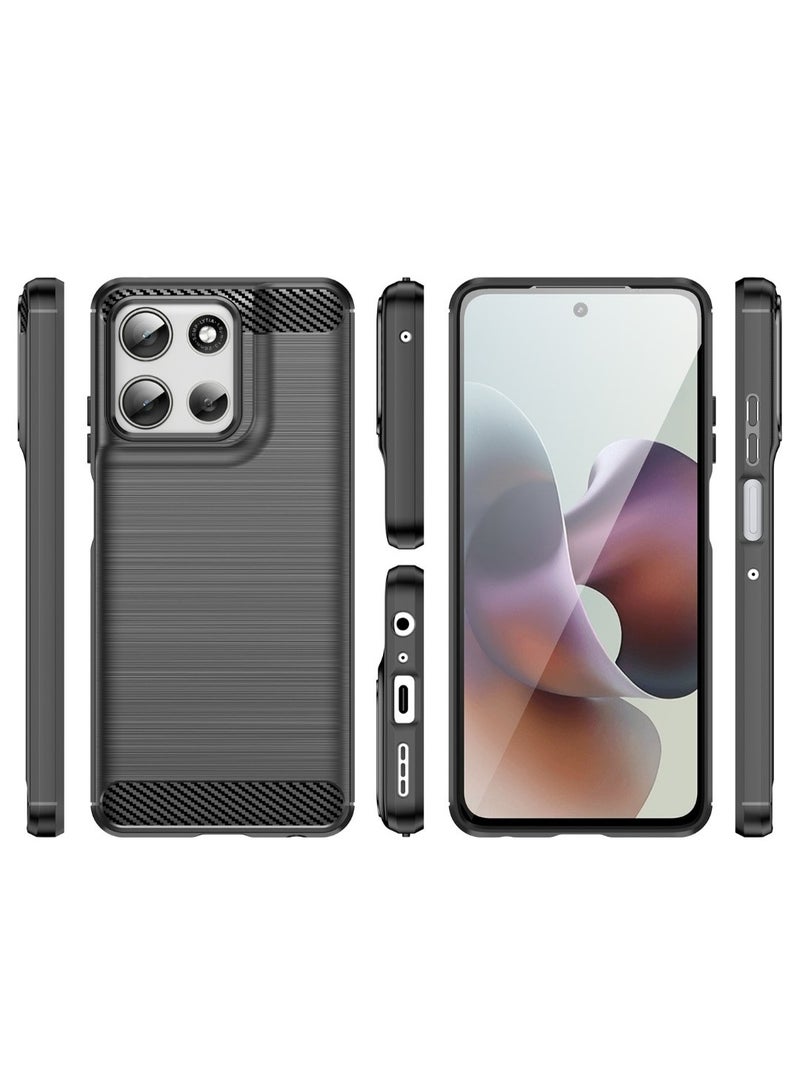 Case For Motorola Moto G56 5G   , - Protection Brushed Carbon Fiber Cover Shockproof - Anti-Scratch Case Slip-Resistant - Black - Image 3