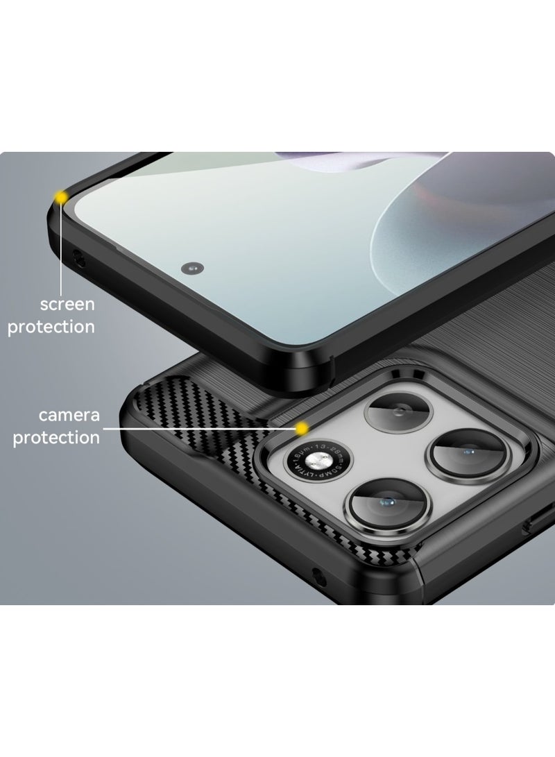 Case For Motorola Moto G56 5G   , - Protection Brushed Carbon Fiber Cover Shockproof - Anti-Scratch Case Slip-Resistant - Black - Image 4