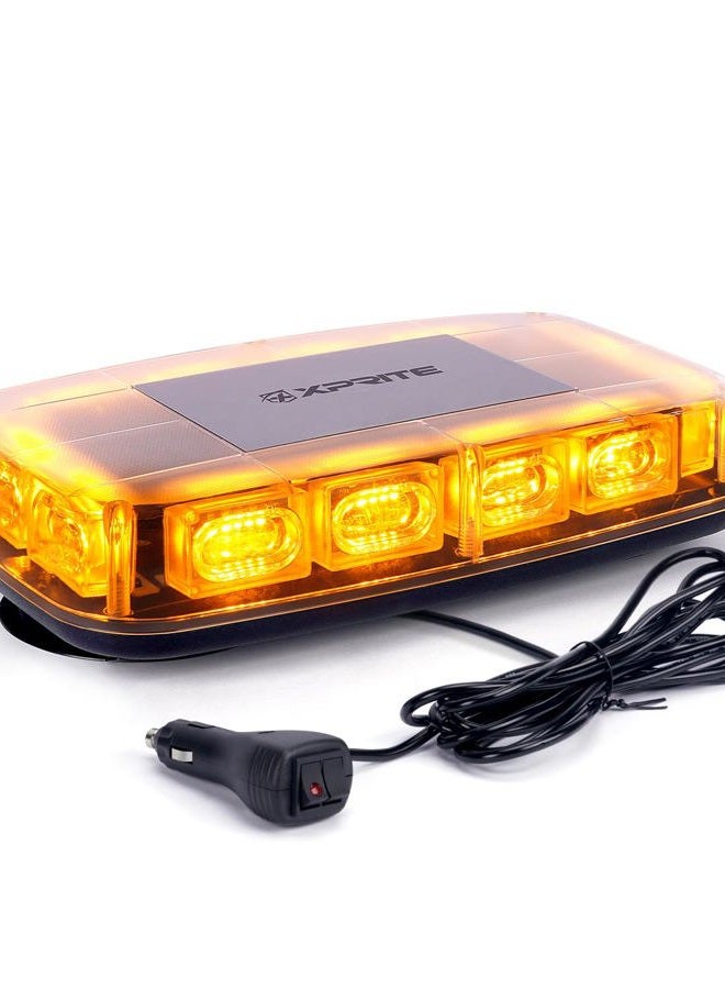 Xprite Amber LED Rooftop 12" Mini Emergency Strobe Lights Bar, 15 Flashing Modes Hazard Warning Caution Beacon Light Magnetic Base for Safety Tow Truck Construction Vehicles Postal Cars Snow Plow - Image 1