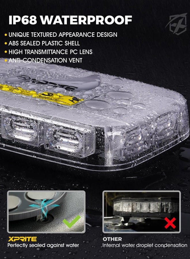 Xprite Amber LED Rooftop 12" Mini Emergency Strobe Lights Bar, 15 Flashing Modes Hazard Warning Caution Beacon Light Magnetic Base for Safety Tow Truck Construction Vehicles Postal Cars Snow Plow - Image 3