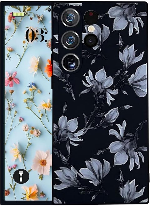 Soft Silicon Case Microfiber Lining with 3D Flowers Prints For Samsung Galaxy S24 Ultra 5G (Yassmin)