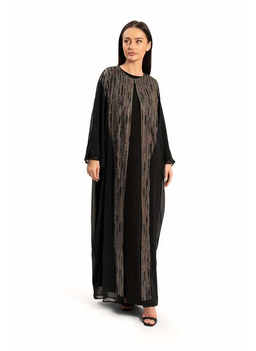 وي كرييت Women Black with Gold Embellishments Kaftan By WECRE8