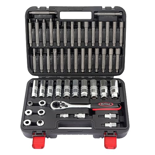 BILITOOLS 50PCS Shock Absorber Strut Nut Socket Set Master Suspension Strut Top Mount Nut Removal Install Automotive Tool with Ratchet Adaptors - Image 1