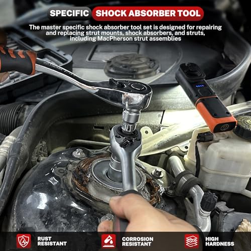 BILITOOLS 50PCS Shock Absorber Strut Nut Socket Set Master Suspension Strut Top Mount Nut Removal Install Automotive Tool with Ratchet Adaptors - Image 2