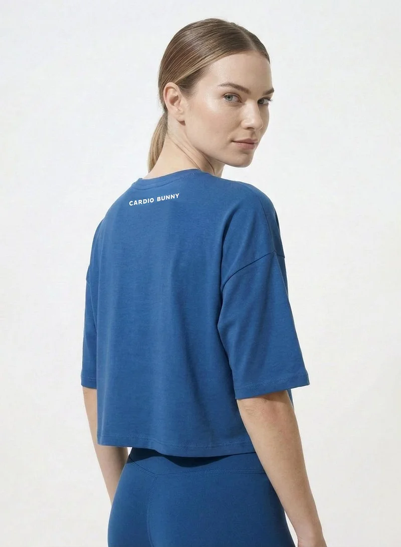 Cardio Bunny  Women's Oversized Crop Graphic Printed Drop Shoulder T-Shirt for Women | Best Price UAE