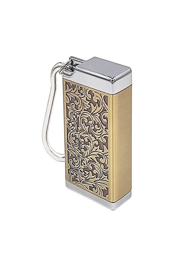 Hourwof Metal Portable Ashtray with lid,Outdoor Pocket Ashtray for Cigarettes,Cute Travel Ash Trays with Keychain,Relief Bronze - Image 1